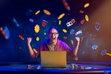 A person using their device against a moody casino-themed background, illustrating the smooth re-entry process at MINIMEO.